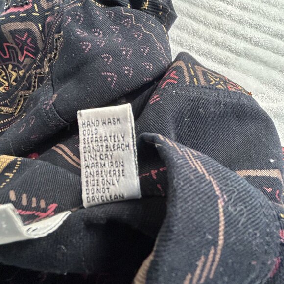 Chico's Design Womens Aztec Print Beaded Jean Jacket Size 2 Black Button Front - Picture 4 of 7
